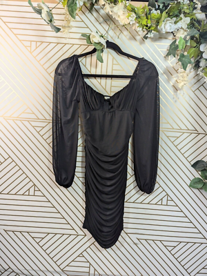 PRINCESS POLLY Women's Sasha Mini Dress Black Mesh Long Sleeve Cut Out Size  4 | eBay