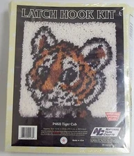 National Yarn Crafts Latch Hook Kit P460 Tiger Cub 12" x 12" 1988