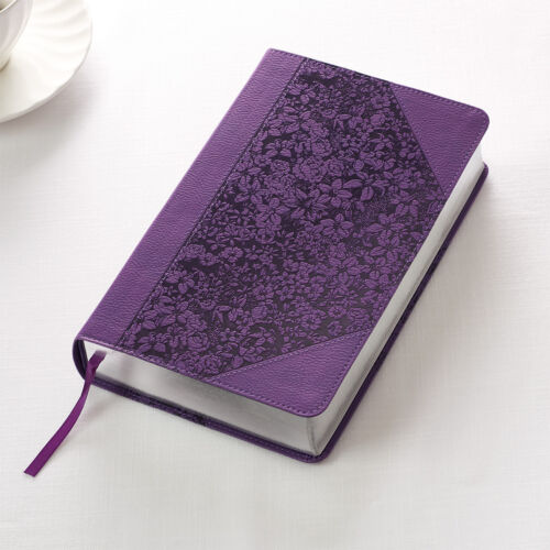 BIBLE SAINTE KJV version King James imprimé géant violet noir floral TOUT NEUF - Photo 1/7