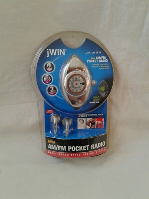 jWIN mini AM/FM Pocket Radio with Earphones Brand New Sealed