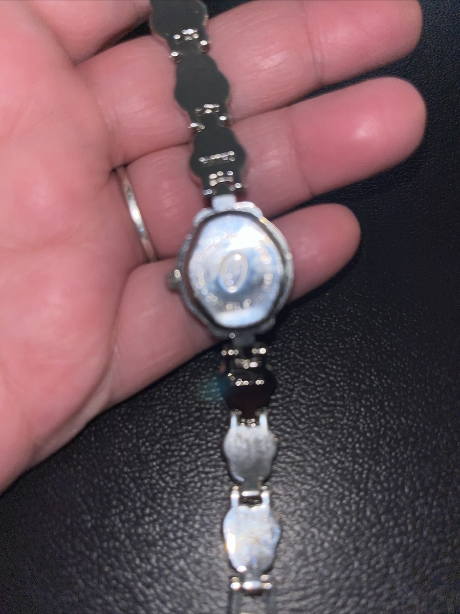 Fondini women\'s watch. Blue iridescent face. Silver metal band with blue beads Fondini Women main image 3