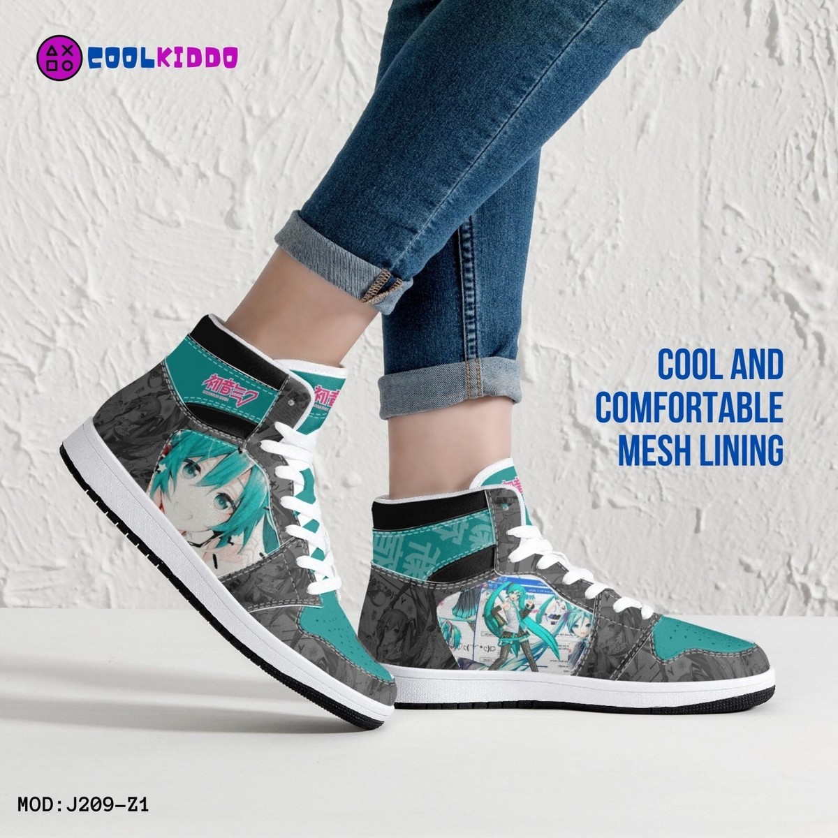 Hatsune Miku High-Top Leather Sneakers, Vocaloid Japanese