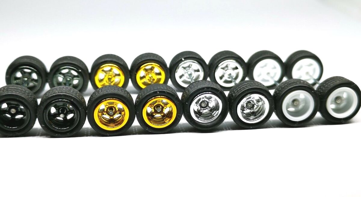 Hot Wheels 5 Spoke Rubber Tire - 4 sets JDM (4 colors MIX Hot Wheels 5 Spoke Rubber Tire - 4 sets JDM (4 colors MIX