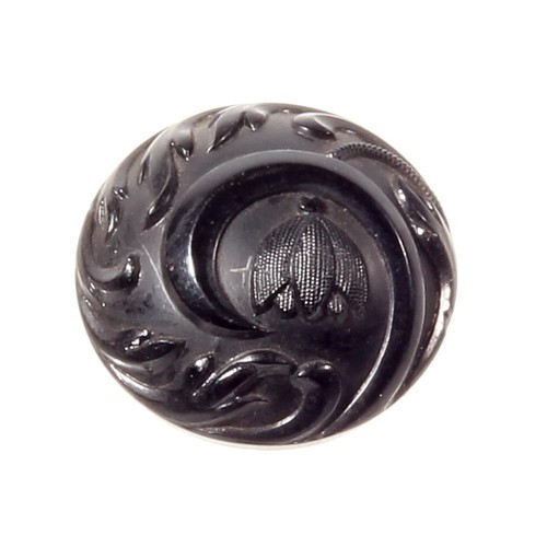 Czech antique Victorian bell flower black glass button 23mm