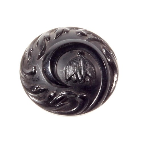 Czech antique Victorian bell flower black glass button 23mm - Picture 1 of 3