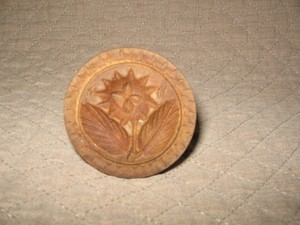Antique Vintage Carved Flower Cookie Butter Press Stamp 3.25" Tall
