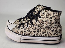 Converse Chuck Taylor Junior Sneakers Size 2 Leopard Print Canvas High Top Shoes