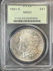1881-S Morgan Silver Dollar- PCGS MS63 - OGH -