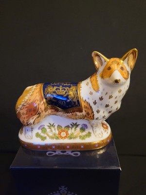 Royal Crown Derby Briefbeschwerer Gold Stopper - Royal Windsor Corgi Limited Edition