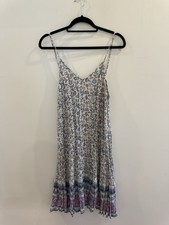 Spell And The Gypsy Blue And Purple Paisley Midi Swing Dress Ruffle Hem Size M