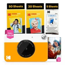 Kodak Printomatic 5MP Instant Print Camera Yellow Photo Paper 75 Sheets Bundle