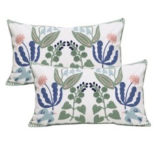 Pack of 2 Embroidered Decorative Throw Pillow Cover 12x20 Inch Farmhouse Floral