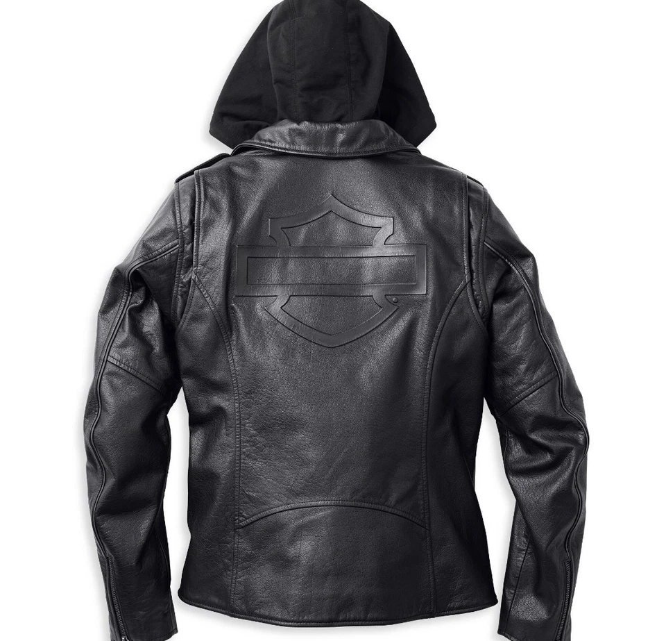 Harley-Davidson Mujer Potomac 3 en 1 Cuero Motocicleta JKT Negro Talla M Nuevo con Etiquetas Foto 2 de 4