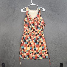 Umgee Dress Womens Small Multicolor Sleeveless Ruffle Elastic Waist Boho Mini