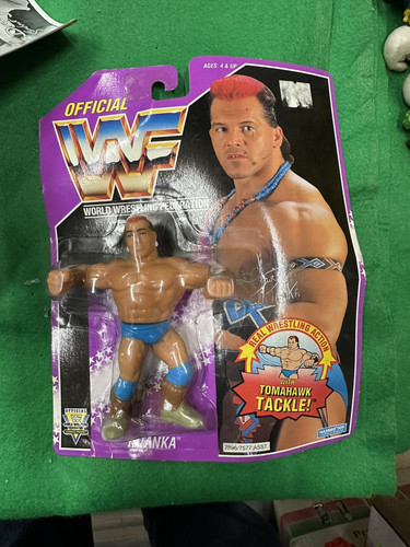 WWF WWE Hasbro Tatanka Tomahawk Tackle version MOC...