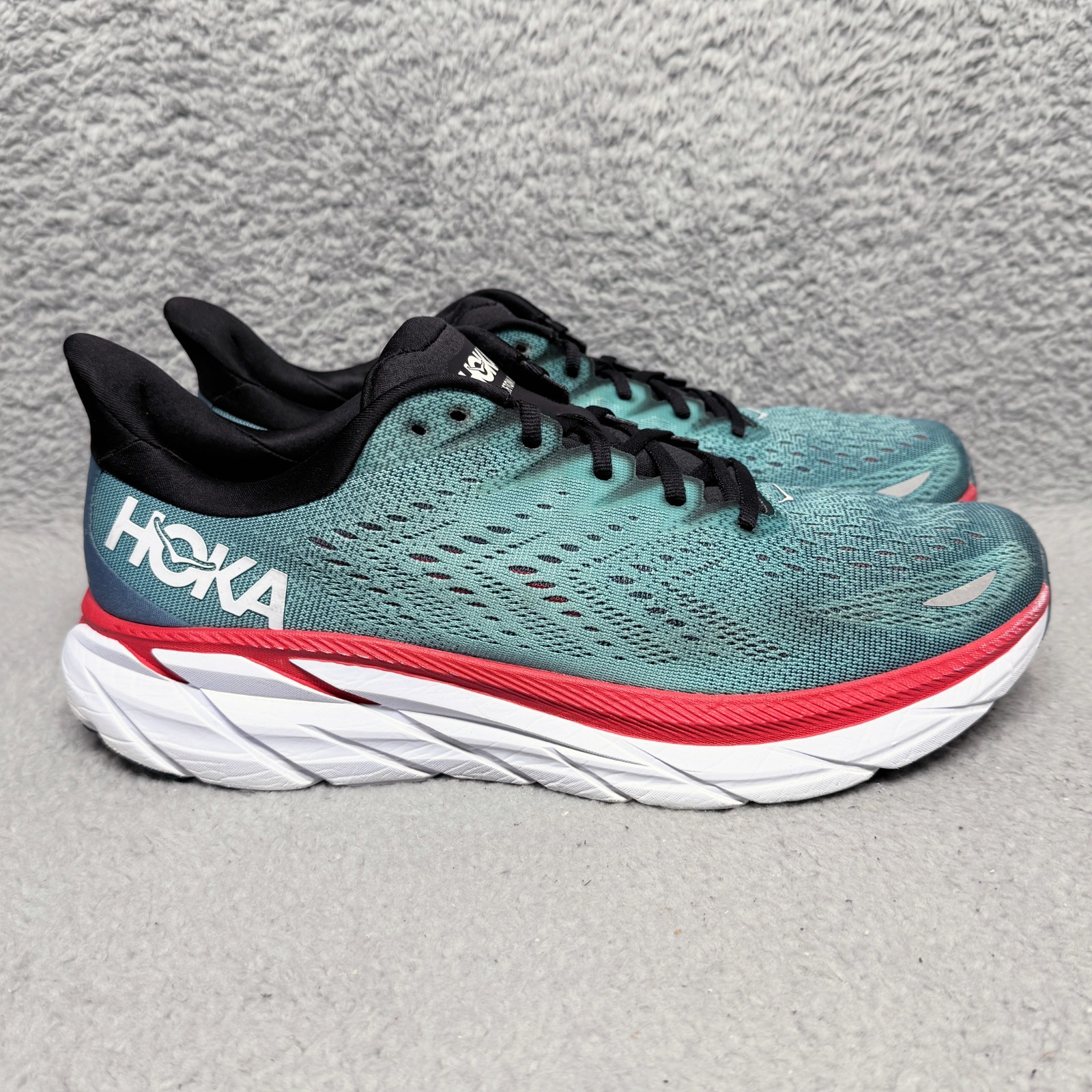 SAOLA Scarpe da corsa Hoka One One Clifton 8 da uomo taglia 11 5 sneakers blu acqua verde