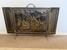 Three Panel Fire Screen Guard, Vintage Decor Fireplace Screen