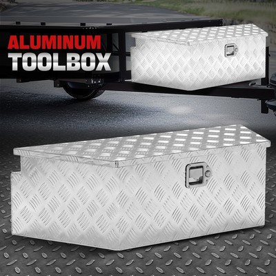 38'' W Aluminum Truck Trailer Trunk Bed Tongue Tool Storage Box w/ Lock & Keys