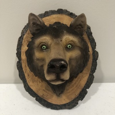 Poly Resin Wolf Head Sculpture Wall Mount Art Rustic Cabin Lodge Decor Gift