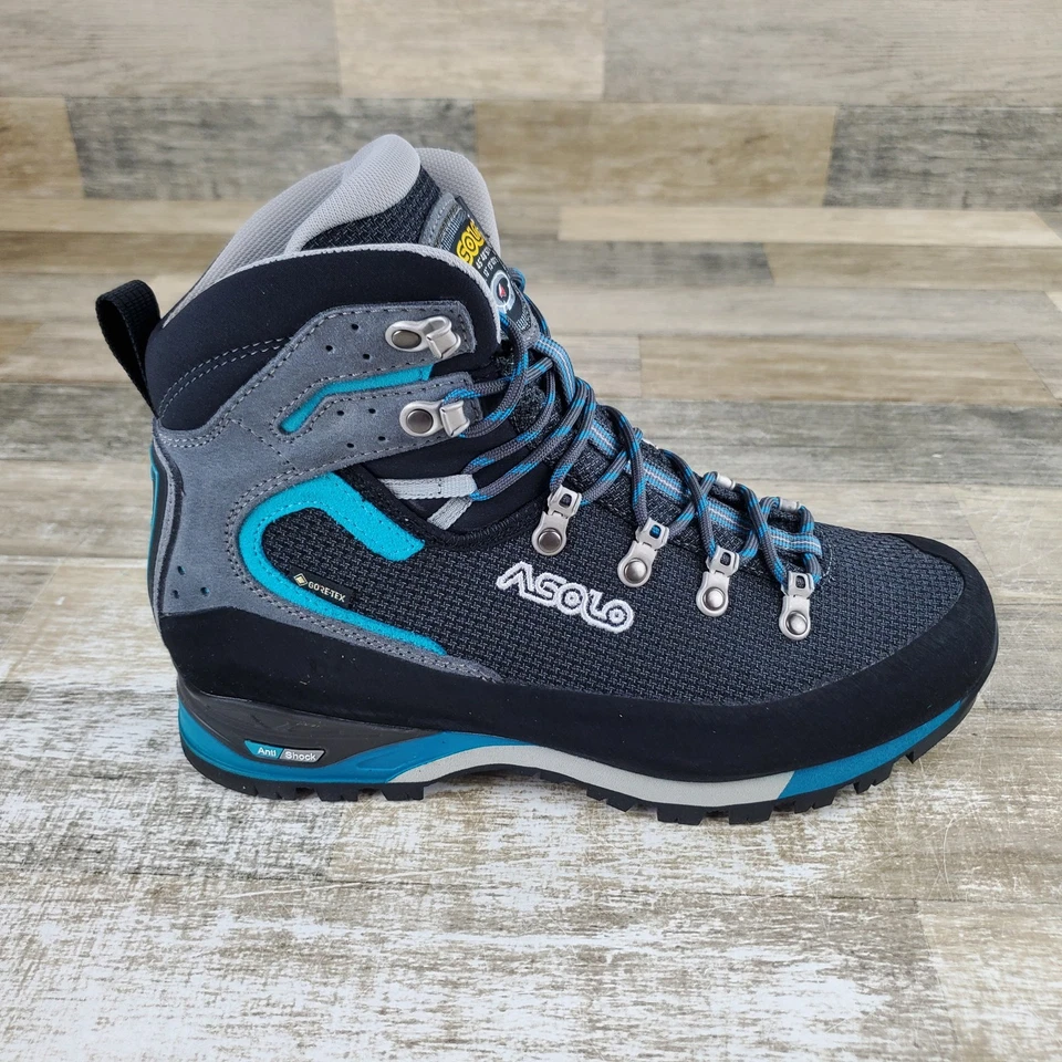 Asolo Corax GV ML Damen Wanderschuhe Gr. 9 schwarz pfauenblau Schnürung wasserdicht