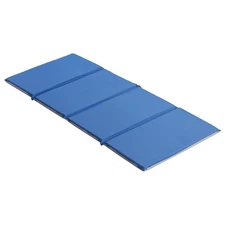 ECR4Kids 4-Section Folding Rest Mat, 1" Thick, Classroom Furniture, Blue/Grey