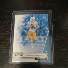 Panini 2020 Playoff Rookies Justin Herbert Chargers Rookie Card #203. rookie card picture