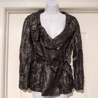 DE / BY Maggio Sabato Crinkle Grunge Goth Rocker Mob Wife Top S Metallic