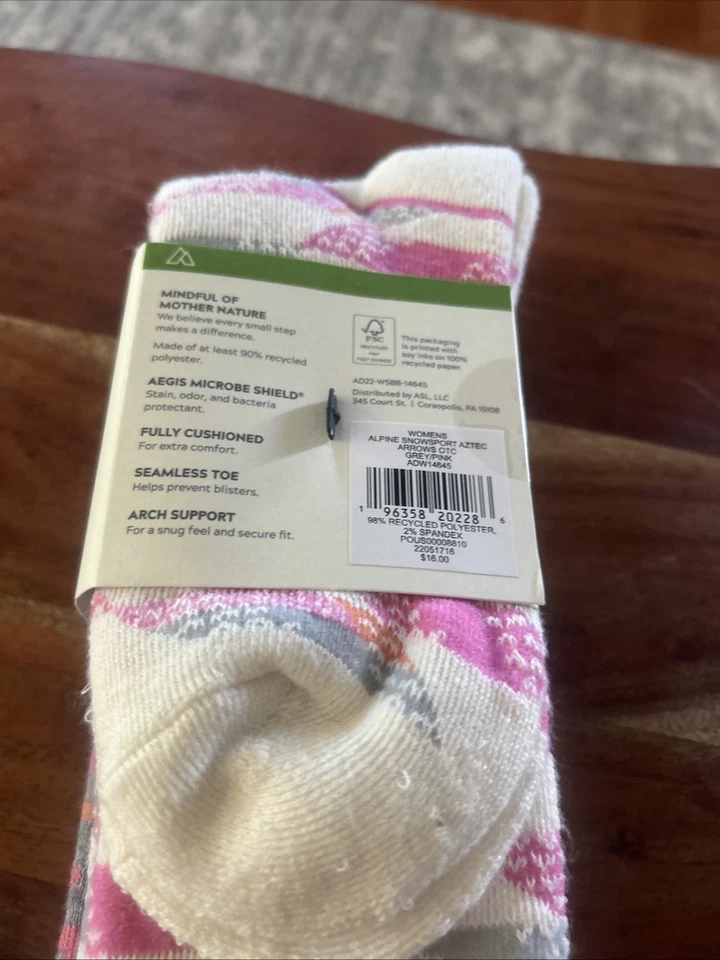 Calcetines deportivos de nieve con diseño alpino para niñas - Paquete de 2 - Talla mediana 5-10 Foto 4 de 4