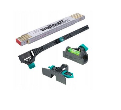 Wolfcraft Messwerkzeug-Set 4-Teile 2m Maßstab Liebelle mit 3 Adaptern