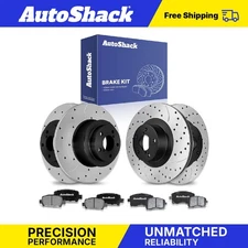 Front Rear Drilled Slotted Brake Rotors Ceramic Pads for Subaru Impreza