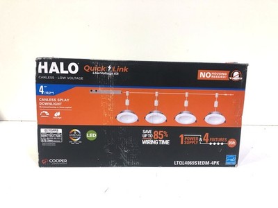 4PK Halo QuickLink 4 in. Selectable CCT Direct Mount Canless LED Recessed Light