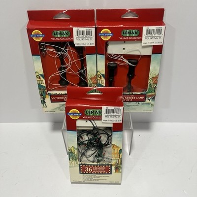 Lemax Christmas Village Accessories Lighted Street Lamps & Mini Lights Lot