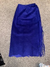Patricia Wolf Vintage Suede Fringe Skirt purple Western M Rare