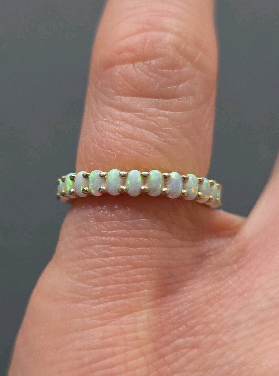 925 Sterling Vermeil Opal Stackable Ring Size 5 - image 1