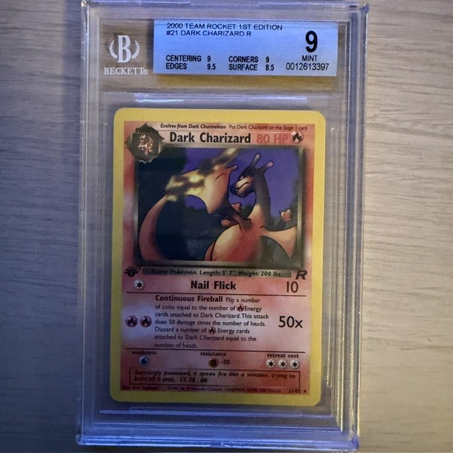 DARK CHARIZARD R 21 TEAM ROCKET 1ST EDITION POKEMON BGS 9