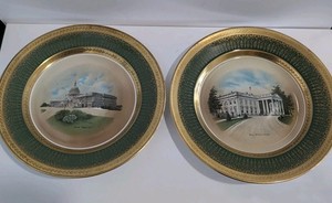 Vintage Plate Set Of The White House & Capitol Building Washington DC