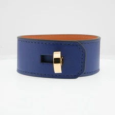 READ Hermes Hip Hop Swift Leather Bracelet Navy Blue Gold Hardware