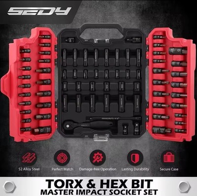 SEDY Torx & Hex Bit Steckschlüssel Set 87-tlg   Profi Impact Stecknüsse Satz...