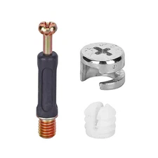 100 Sets Cam Fittings Dowel Pre Inserted Nut Eccentric Wheel Cabinet 3 In 1