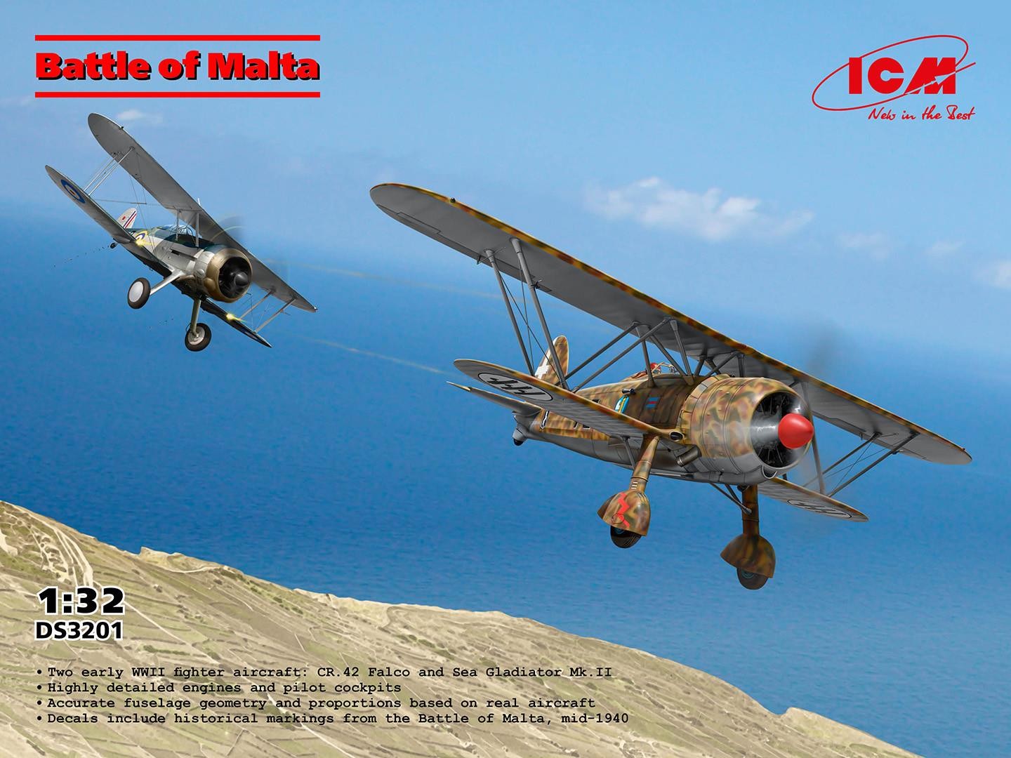 ICM DS3201 Battle of Malta with CR. 42 Falco & Sea Gladiator Mk. II (2 Aircraft)