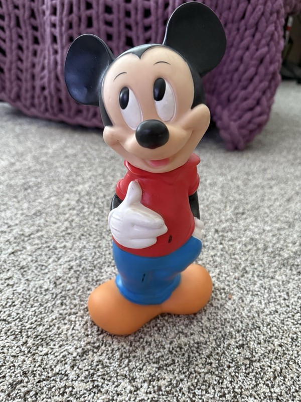Walt Disney Mickey Mouse 11 Inch Vinyl Coin Bank Toy Figure Illco Vintage 70s 