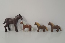 Horse Lot 4 Mini Plastic Safari Ltd Popak New Ray Brown