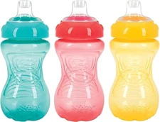 Nuby No-Spill Easy Grip Cup, 10 Ounce 3 pack - Colors May Vary