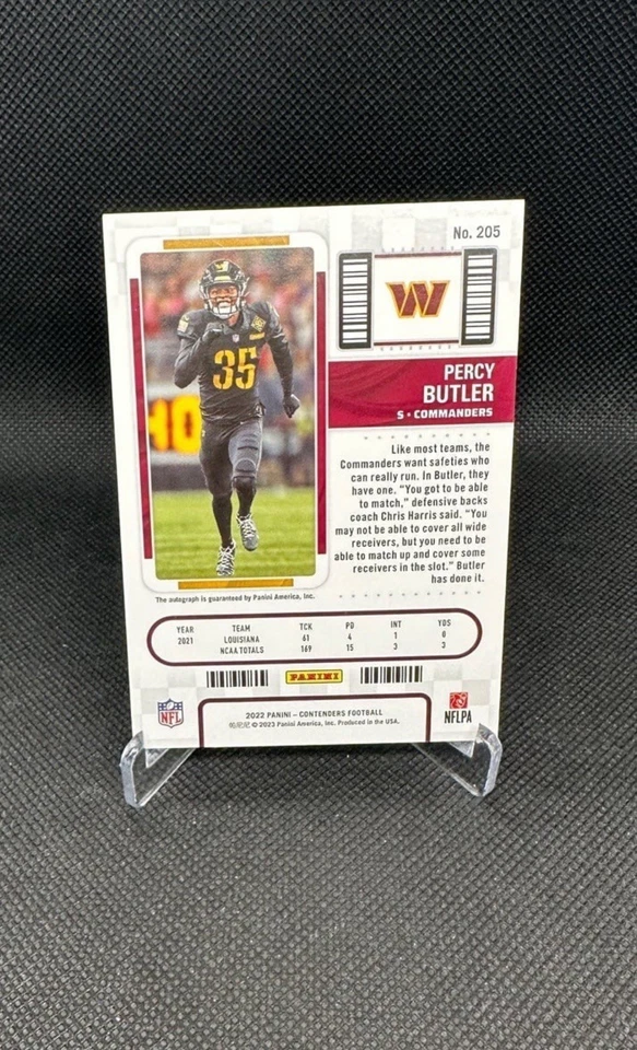 2022 Panini Contenders - Rookie Ticket Auto Percy Butler Cracked Ice /22 #205 - Image 2 of 2