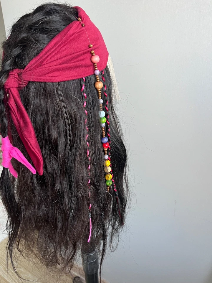 Juego de pelucas Jack Sparrow. Cabello humano, anudado a mano para cine TV Cosplay Foto 2 de 4