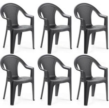 SET 6 SEDIE DA GIARDINO KORA IN POLIPROPILENE COLORE ANTRACITE 55 X 54 X 82 CM