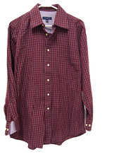 Ted Baker Mens Dress Shirt 15 1/2 32-33 Purple Blue Checkered Button