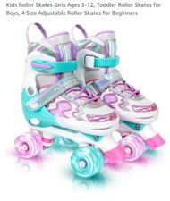 PLIIMONA Roller Skates Girl Small Kids, 4 Adjustable Roller Skate, S size Green