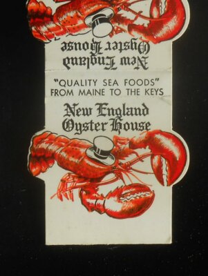 1950s Diecut Lobster New England Oyster Coral Gables Fort Lauderdale Dania FL MB