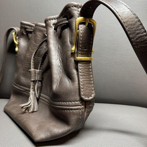 FOUNT Classic Coventry Bucket Bag Crossbody Shoulder Espresso Brown Rare OOP - Picture 2 of 8